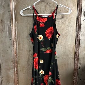 Planet Gold black and red floral dress